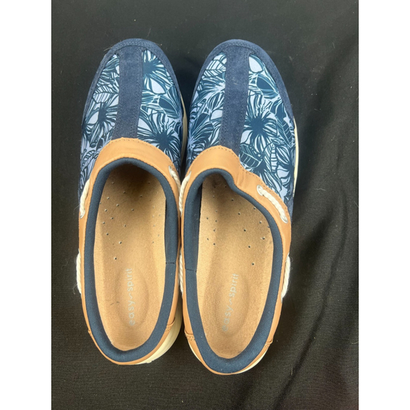 Women's Easy Spirit Travelport 17 Leather Slip On Clog Shoes Size 10N Blue EUC - Picture 3 of 6